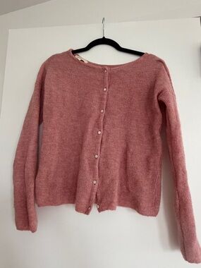 Sezane Rose Pink Sweater Cardigan